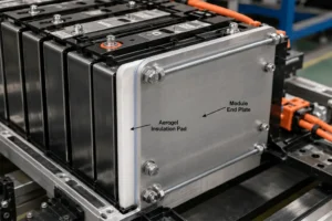 How Is Aerogel Used Near EV Battery Module End Plates?